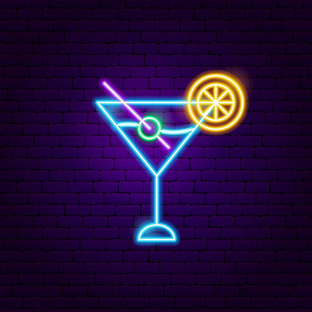 Martini Cocktail Lemon Neon Sign