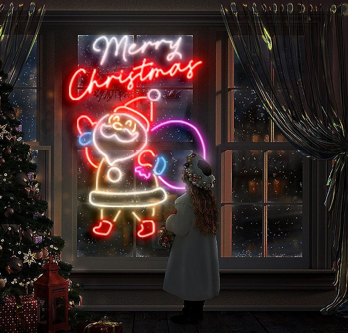 Merry Christmas Santa Gifts Neon Sign