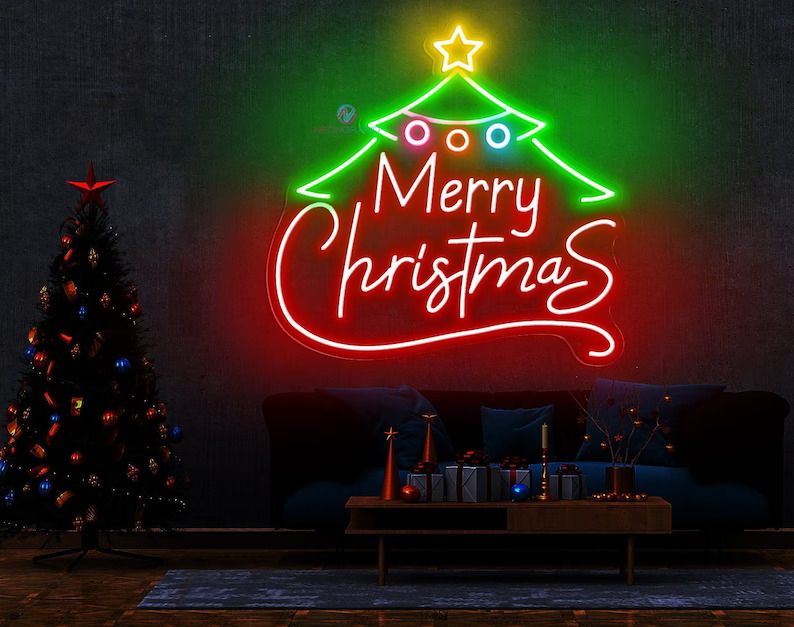 Merry Christmas Tree Neon Sign