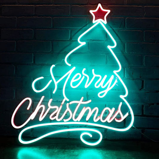 Merry Christmas Tree Neon Sign