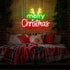 Merry Christmas with Reindeers Antlers Neon Sign