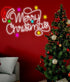 Merry Christmas with Stars and Santa Hat Neon Sign
