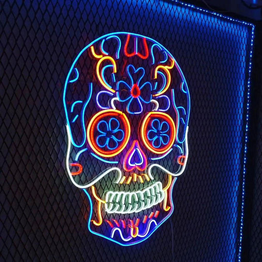 Mexican Skull Of Death Motive Neon Sign