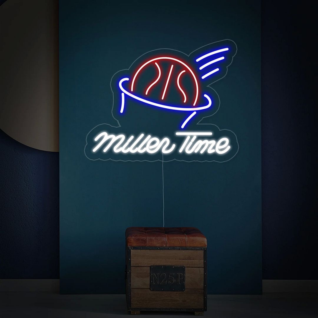 Miller Time Basketball Neon Sign
