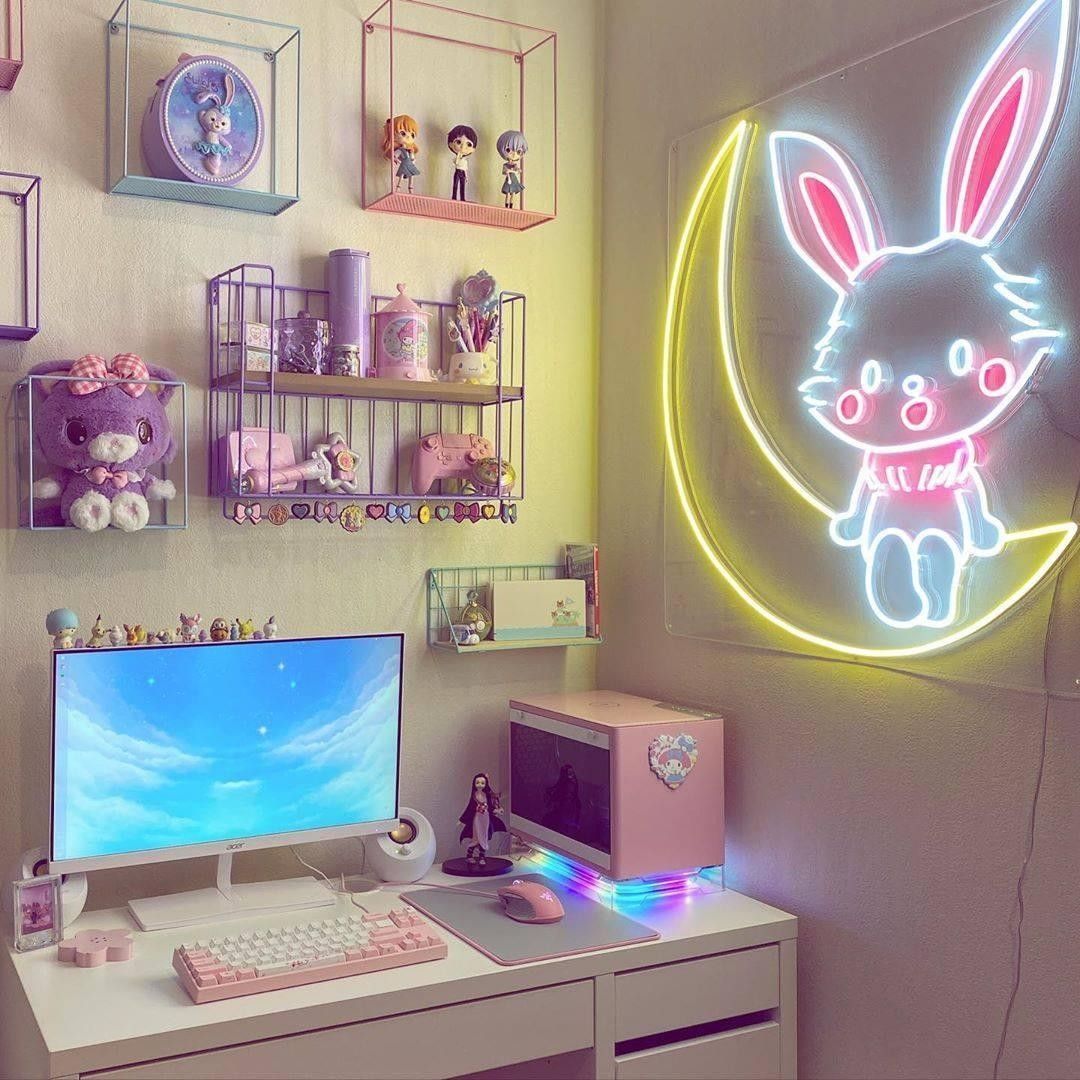 Moon Bunny Neon Sign