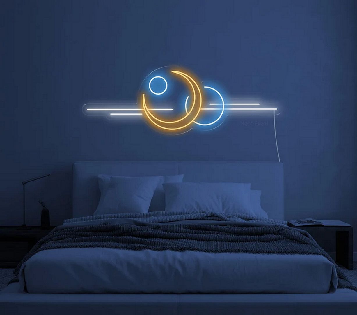 Moon and Planets Neon Sign