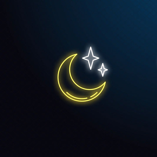 Moon and Stars Neon Art Neon Sign