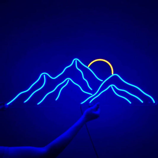 Mountains Sunset Neon Sign