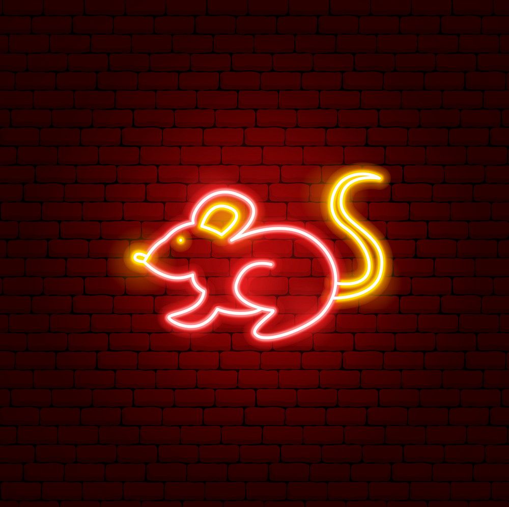 Mouse Chinese Zodiac Neon Sign