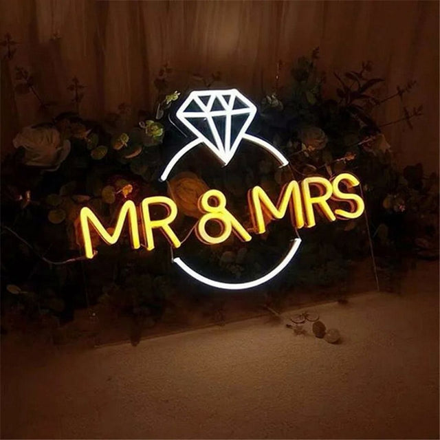 Mr and Mrs Diamond LED Neon Sign for Wedding light up sign
