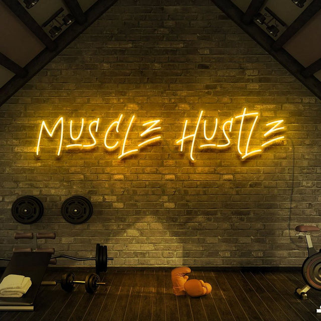 Muscle Hustle LED Neon Sign for Storefront light up sign