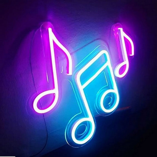 Music Notes LED Neon Sign for Bar light up sign