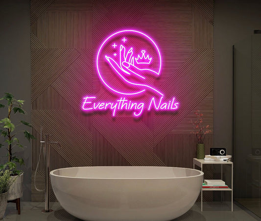 Nails with Crown Neon Sign