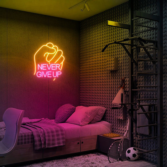 Never Give Up Neon Sign