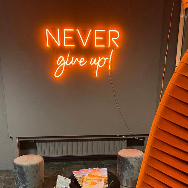 Never Give Up LED Neon Sign for Man Cave light up sign