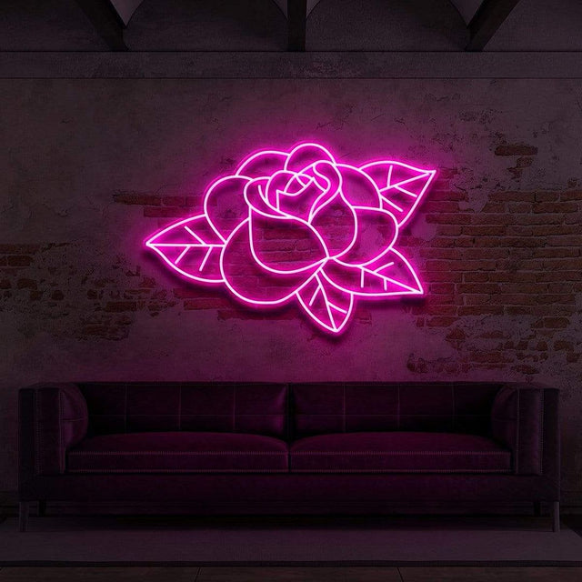 Old School Rose LED Neon Sign for Tattoo Studio light up sign