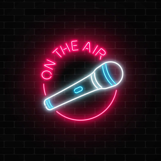 On The Air with Microphone Neon Sign