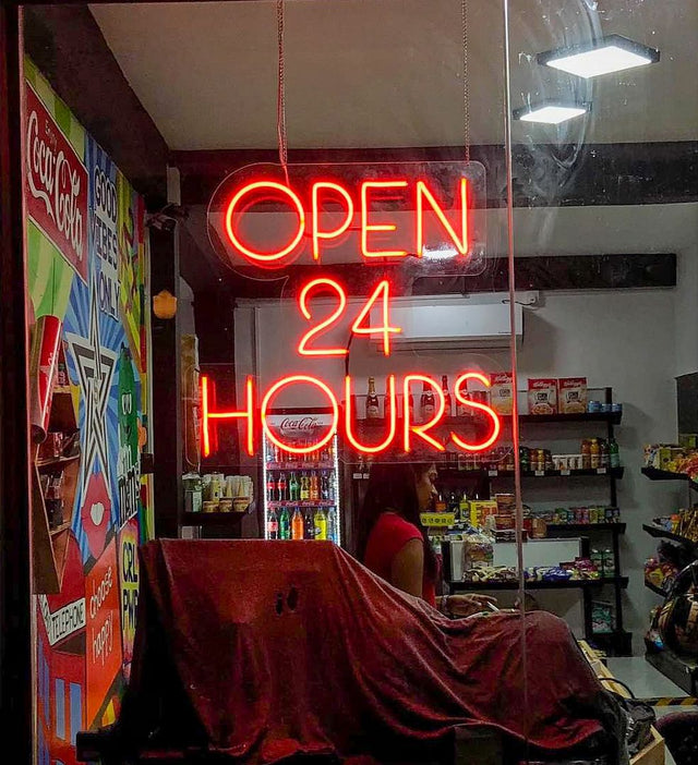 Open 24 Hours LED Neon Sign for Storefront light up sign