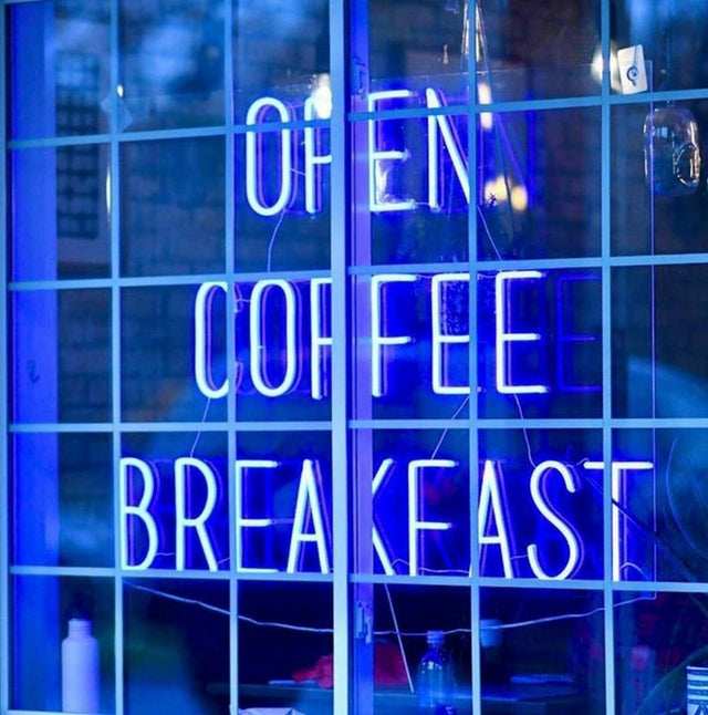 Open Coffee Breakfast LED Neon Sign for Bar light up sign