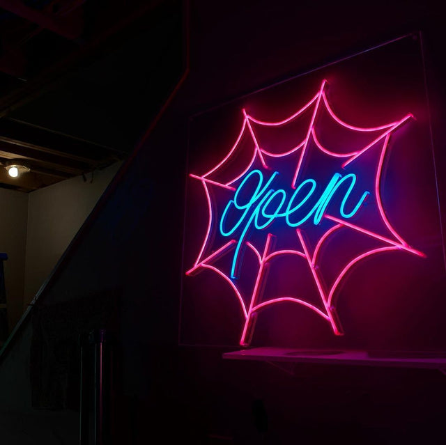 Open Spider Web LED Neon Sign for Business light up sign