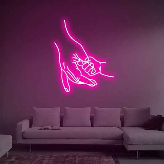 Parent and Child Holding Hands Neon Sign