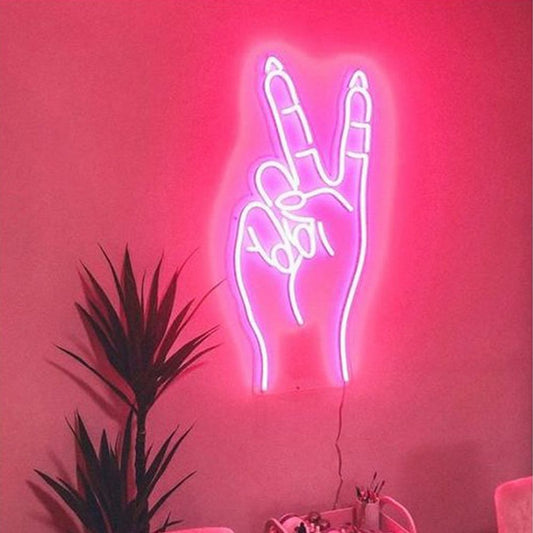 Peace Gesture Neon Sign