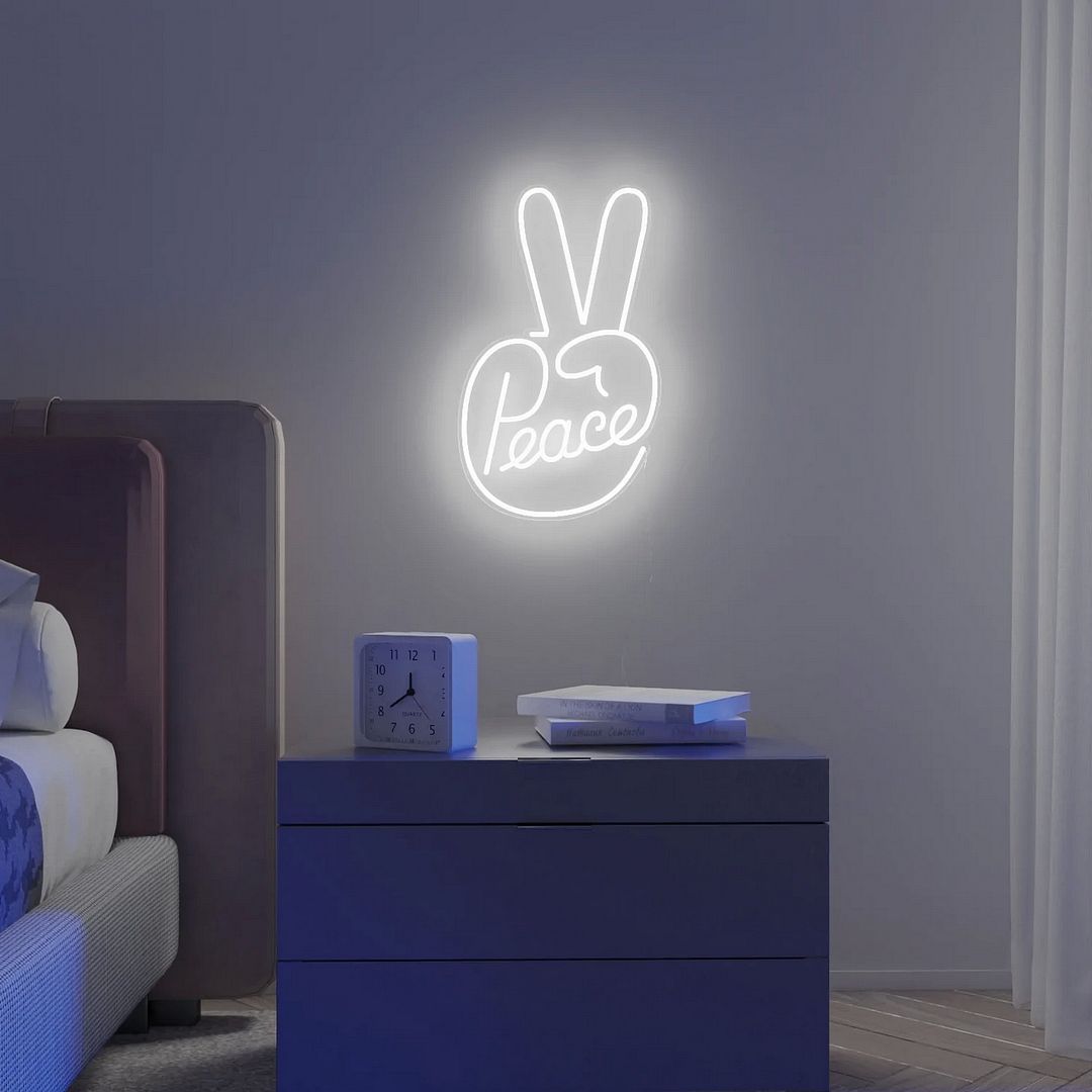 Peace Gesture Neon Sign