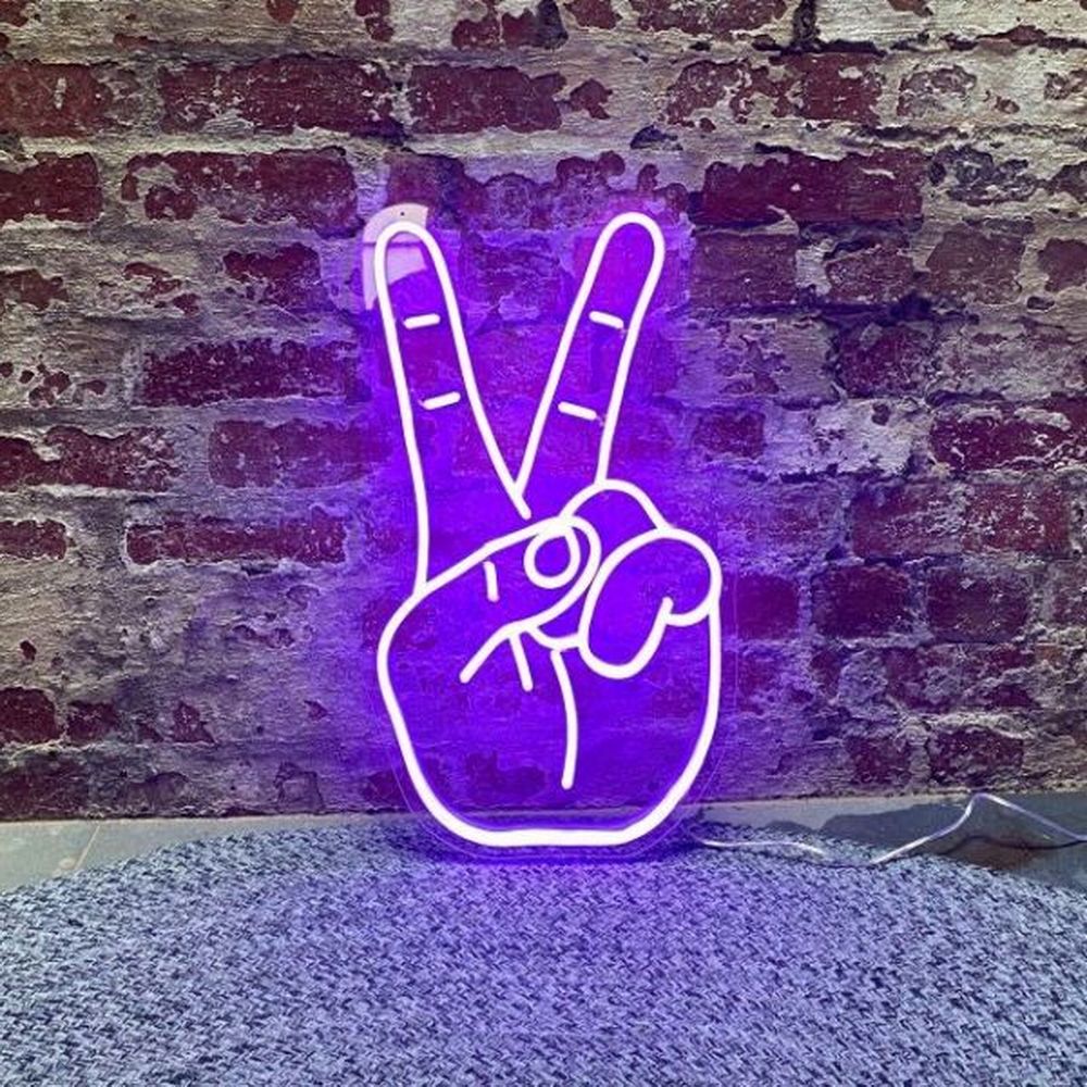 Peace Hand Symbol Neon Sign