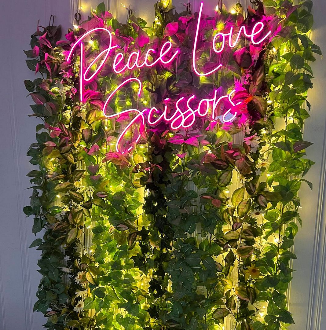 Peace Love Scissors Neon Sign