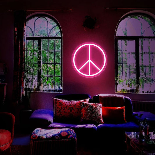 Peace Symbol Neon Sign