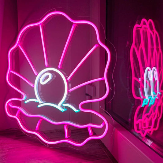 Pearl Sea Shell Neon Signs, Neon Lights, LED Neon Signs for Room, Bars Light Up Signs, Cool Neon Light Signs, Neon Wall Lights