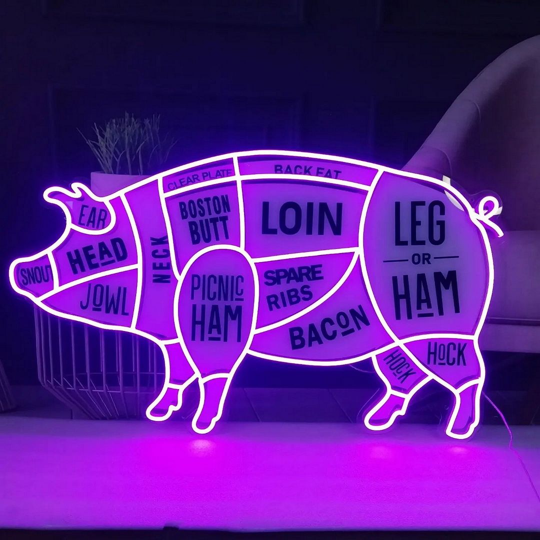Pig Butcher Meat Shop Neon Sign
