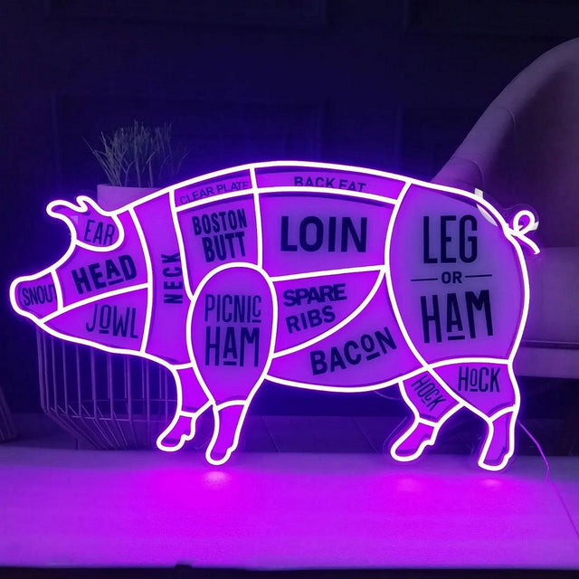 Pig Butcher Meat Shop LED Neon Sign for Bar light up sign