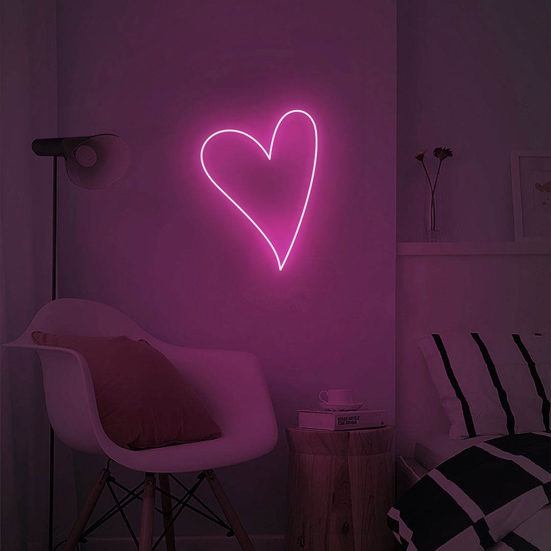 Custom Made Neon Signs, Pink Love Heart Neon Sign, LED Business Sign – AOOS