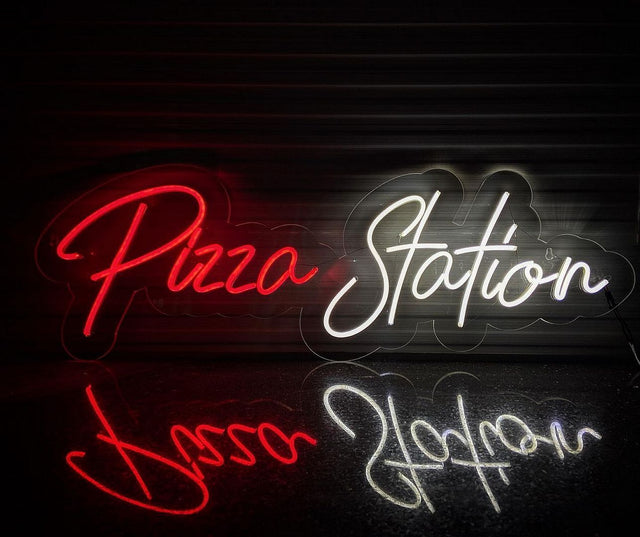 Pizza Station LED Neon Sign for Storefront light up sign