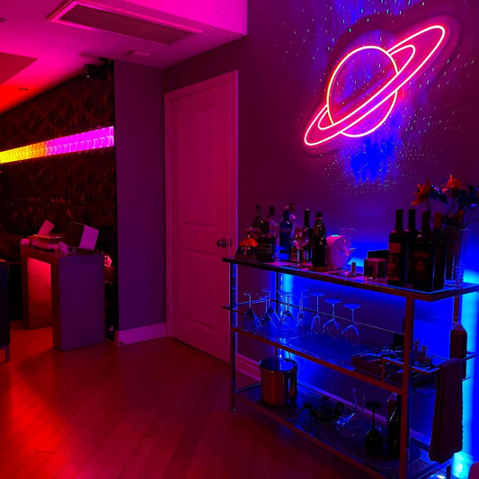Planet Saturn Neon Sign