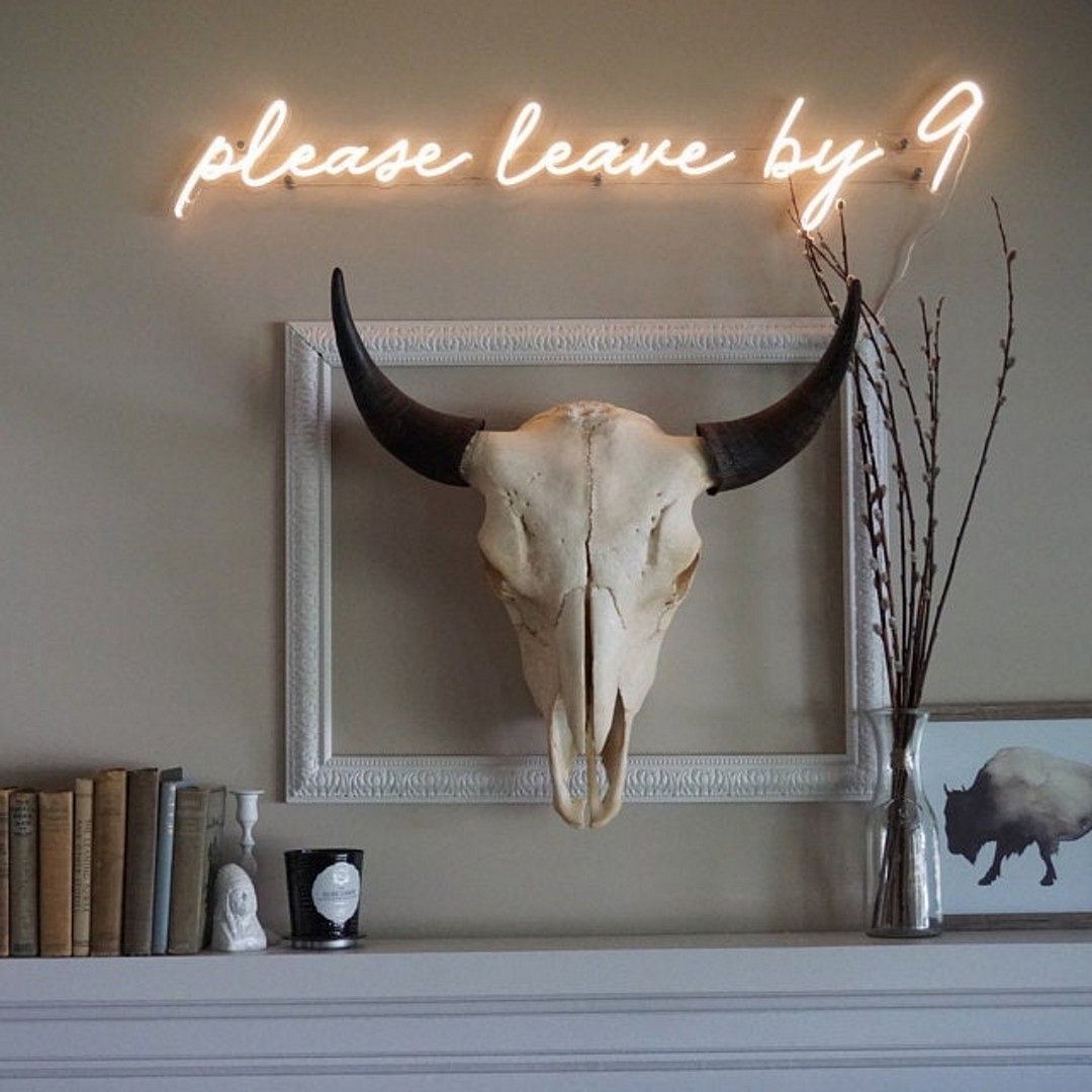 Please Leave By 9 Neon Sign