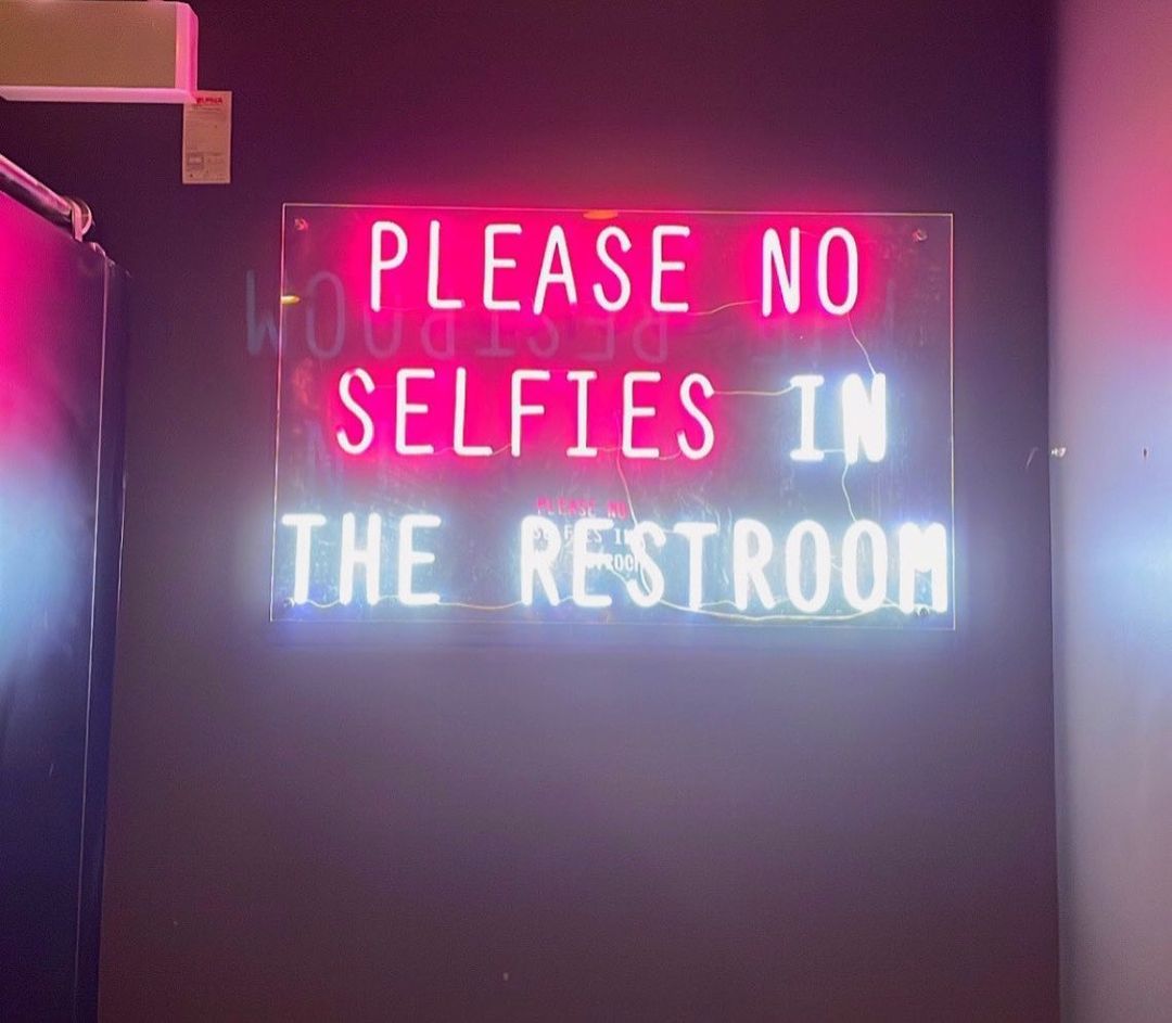 Please No Selfies in The Restroom Neon Sign