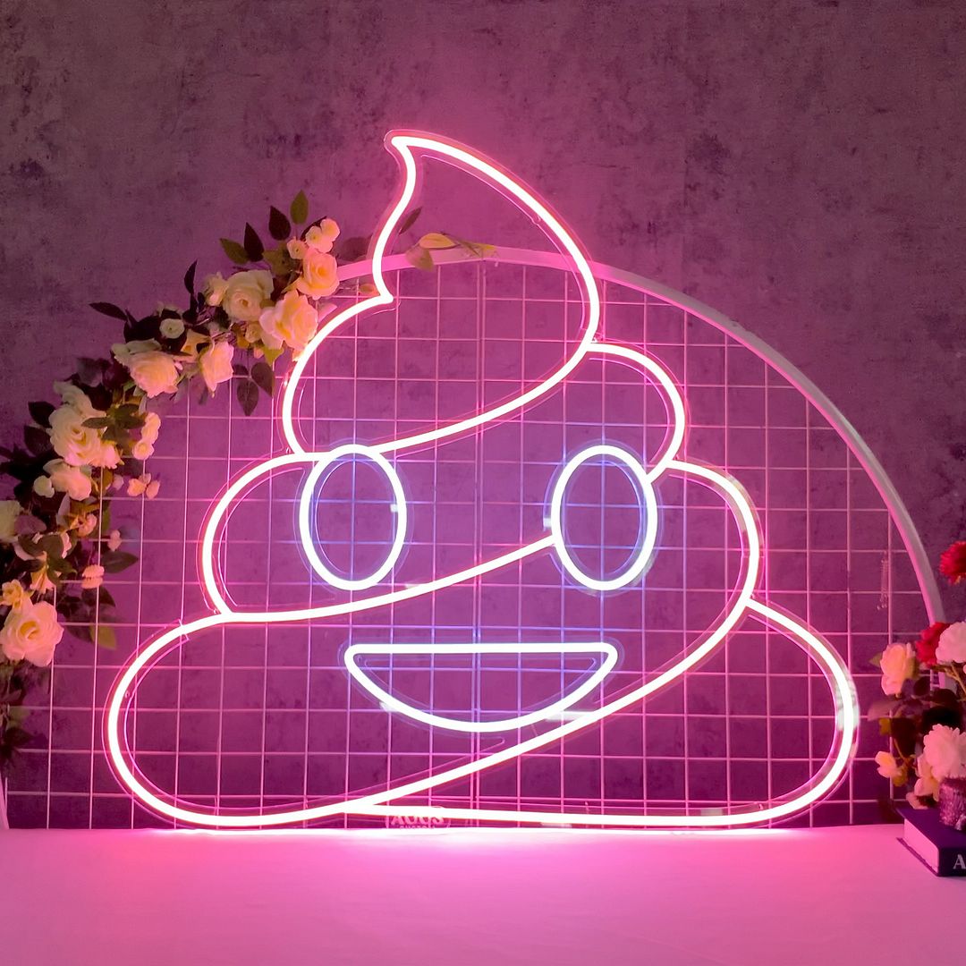 Poop Emoji Neon Sign AOOS Custom