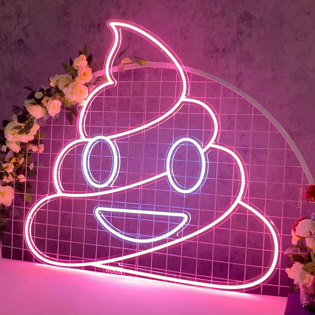 Poop Emoji Neon Sign
