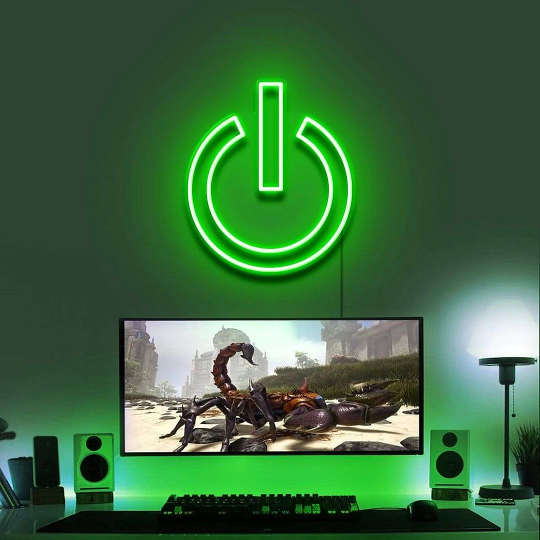 Custom Made Neon Signs, Power Button Gaming Neon Sign, LED Business ...