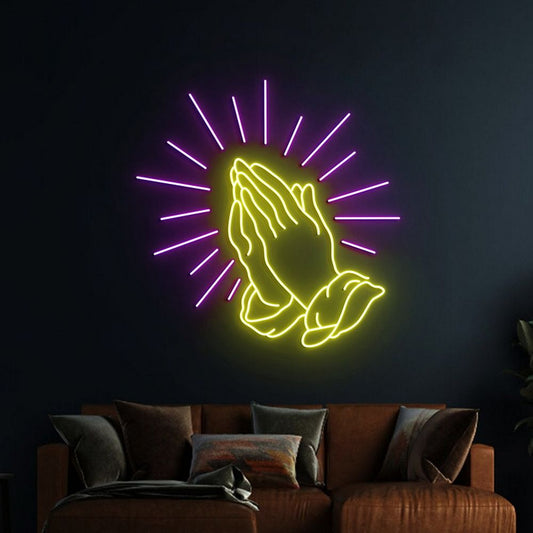 Praying Hands Neon Sign