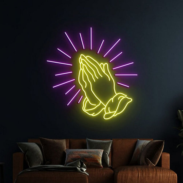 Praying Hands LED Neon Sign for Bar light up sign