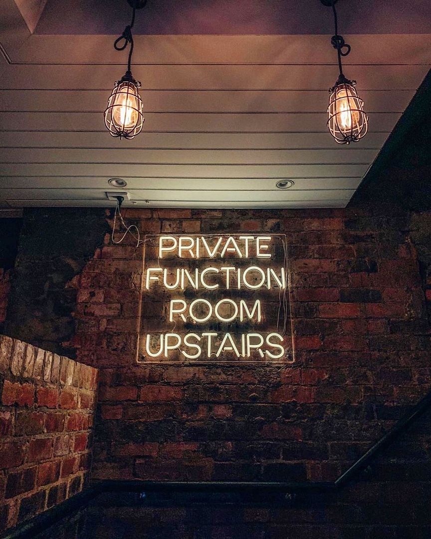 Private Function Room Upstairs Neon Sign