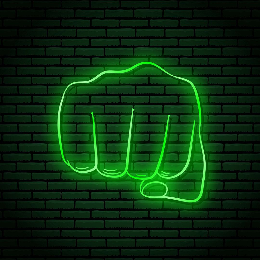 Pumping Fists Hand Gesture Neon Sign