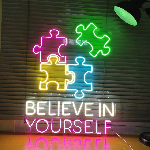 Puzzle Believe in Yourself LED Neon Sign light up sign