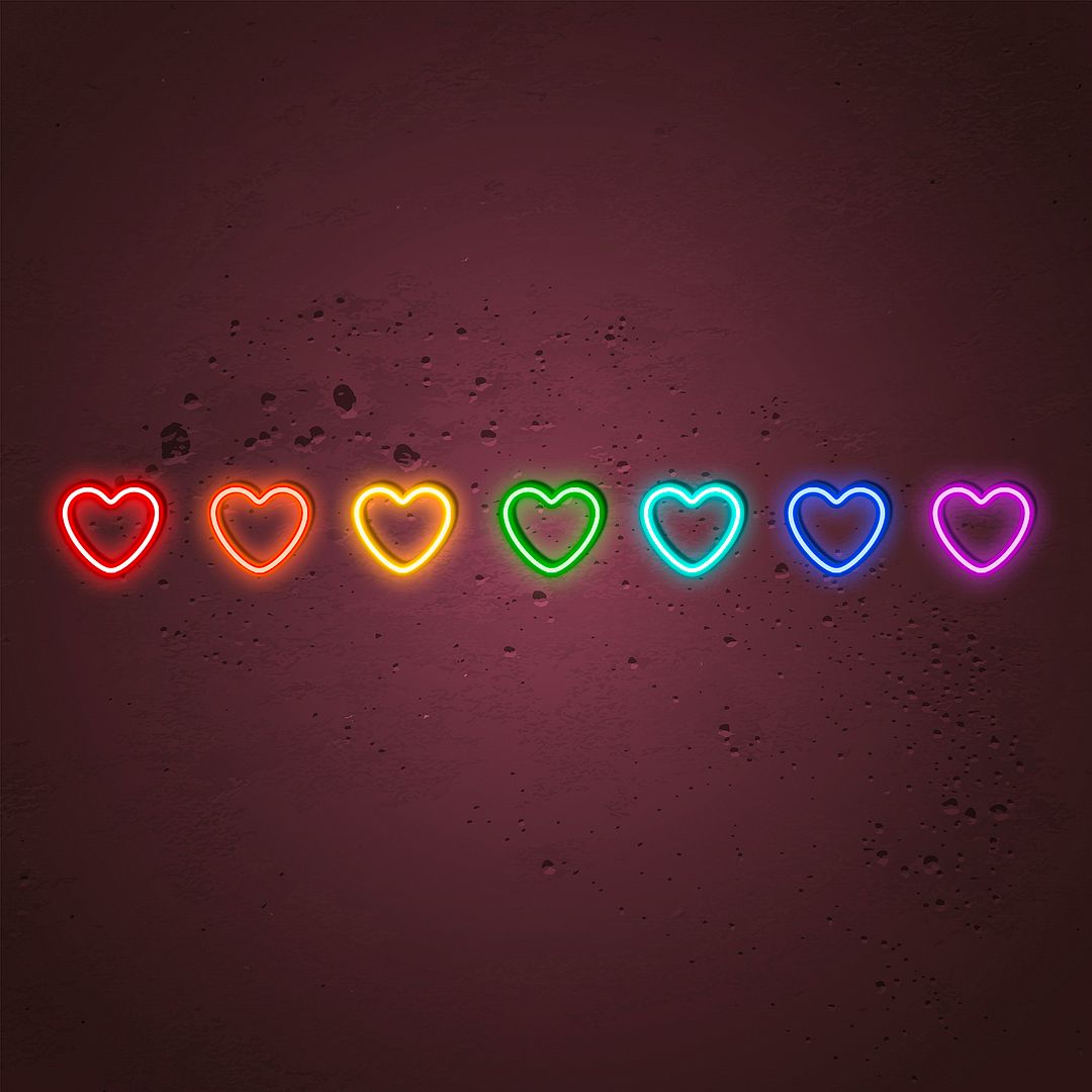 Custom Made Neon Signs, 7 Colors Rainbow Heart Neon Sign, LED Business