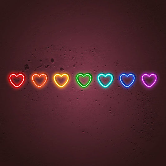7 Colors Rainbow Heart Neon Sign