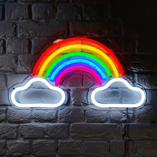 Rainbow Clouds Neon Signs, Neon Lights, LED Neon Signs for Room, Bars Light Up Signs, Cool Neon Light Signs, Neon Wall Lights