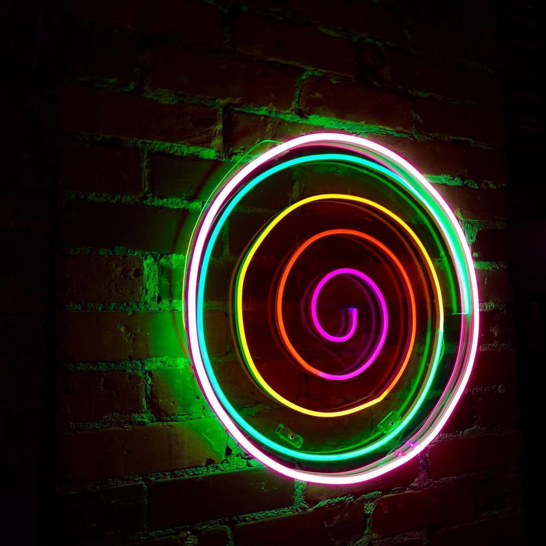 Rainbow Swirl Circle Neon Sign